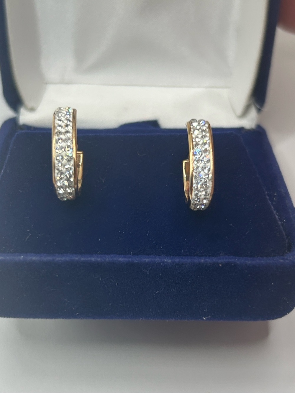 14k Gold Sterling Crystal Hoop Earrings